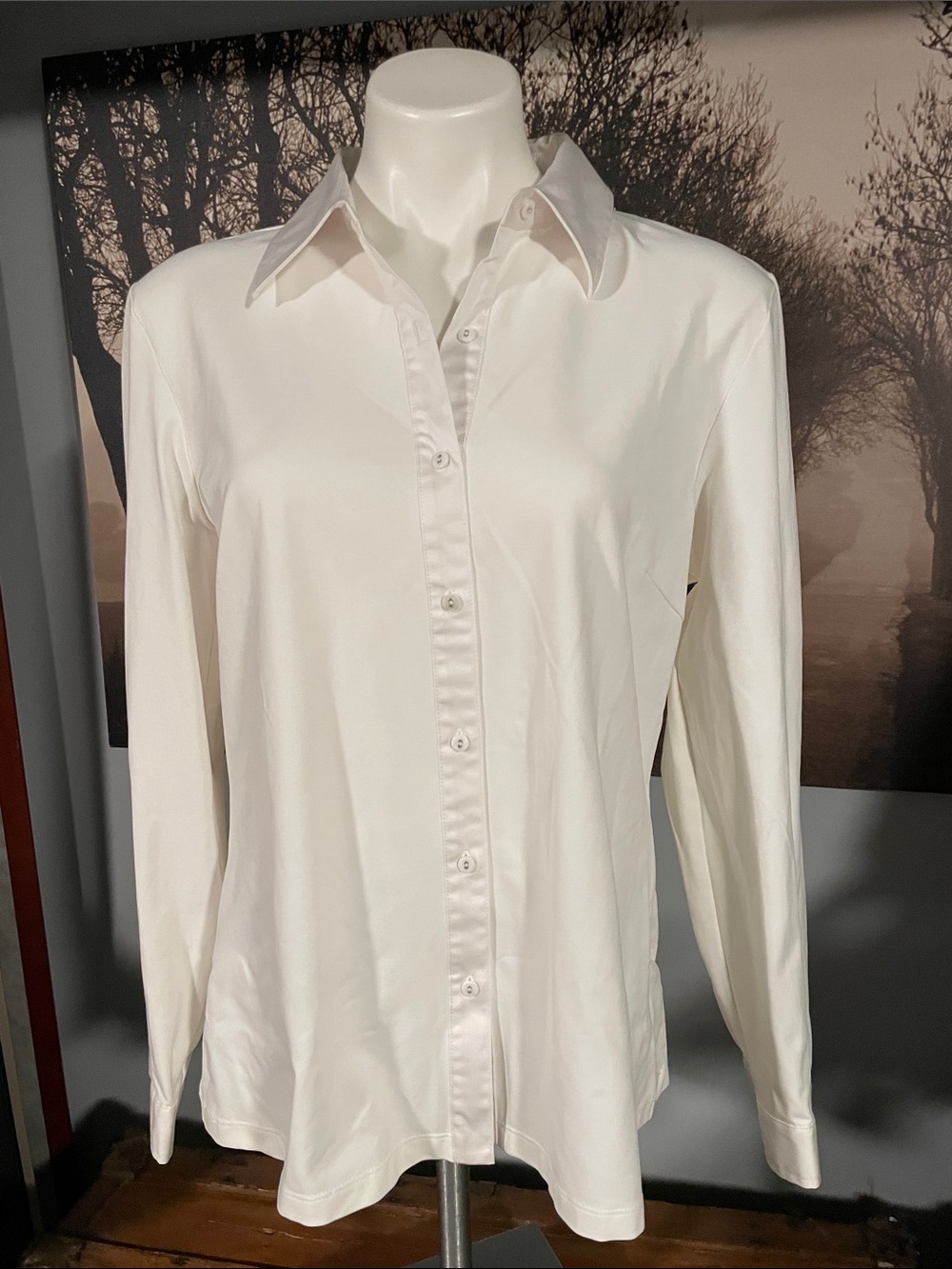 J. McLaughlin Classic Women's White Button-Front Shirt - L